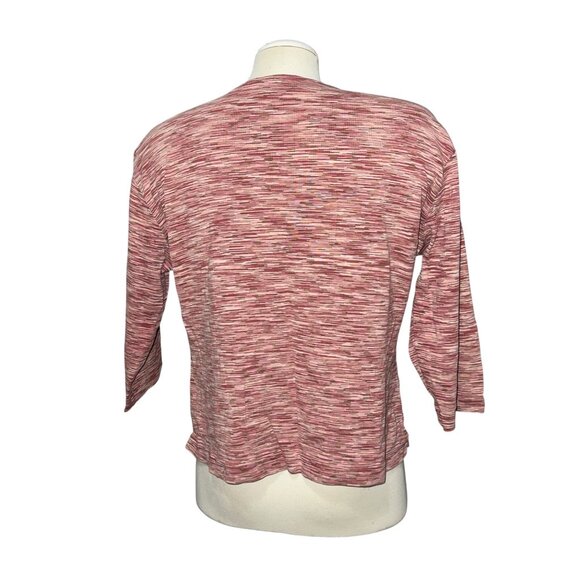 New York & Company Womens Pink Striped V-Neck Top 3/4 Sleeve Relaxed Fit XL 100% - Picture 2 of 7